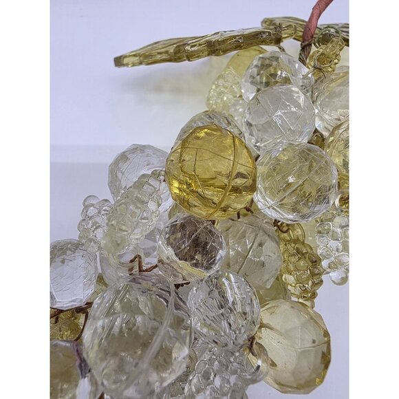 Vintage Lucite Grapes Faceted Green Clear Cluster Wired Stem MCM Decor EUC - Picture 7 of 7